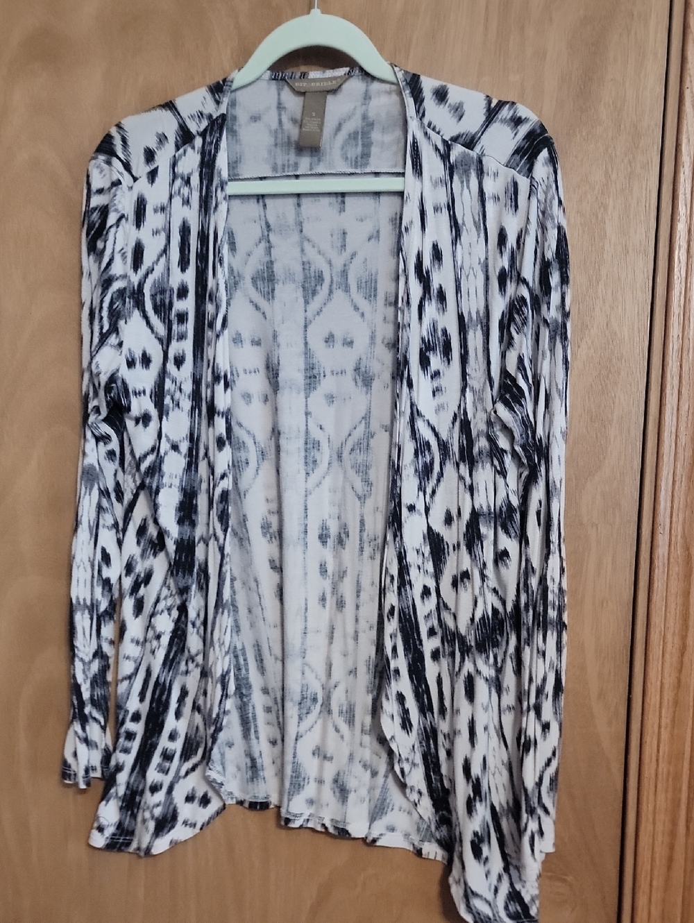 Bit & Bridle Black and White Open-Front Printed Cardigan